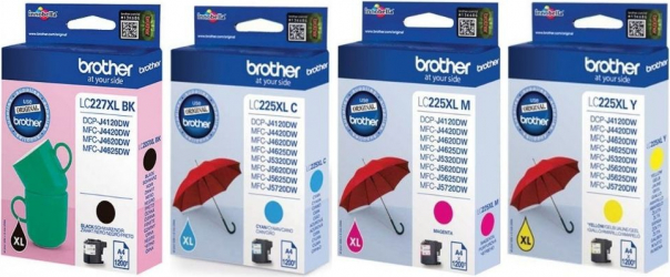 Set Cartus cerneala Brother Original LC227XLBK Negru LC225XLC Cyan LC225XLM Magenta LC225XLY Galben 4800 pagini 