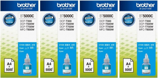Set Flacon cerneala Brother Original 4x BT5000C Cyan 20000 pagini 