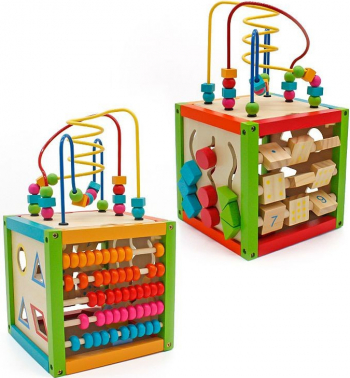 Cub activitati educative PROCART centru multifunctional 5 in 1 jucarie interactiva din lemn 