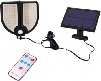 Lampa solara dubla 90 LED cu panou telecomanda senzor de miscare 