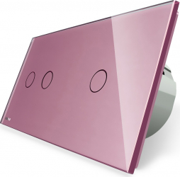 Intrerupator simplu + simplu Livolo vl-c701/c701-17 cu touch din sticla Roz 
