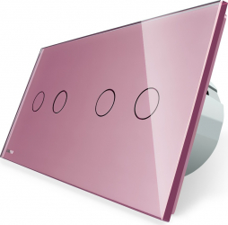 Intrerupator simplu + dublu Livolo vl-c701/c702-17 cu touch din sticla Roz 