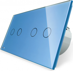 Intrerupator simplu + dublu Livolo vl-c701/c702-19 cu touch din sticla Albastru 