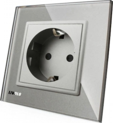 Priza simpla Livolo vl-c7c1eu-15 cu rama din sticla Gri 