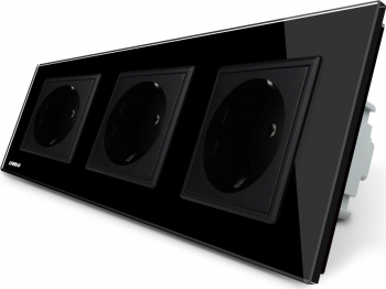 Prize & Prelungitoare Priza tripla Livolo vl-c7c3eu-12 cu rama din sticla Negru Resigilat