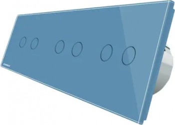 Intrerupator dublu+dublu+dublu Livolo vl-c702/c702/c702-19 cu touch din sticla Albastru 
