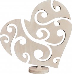 Piesa decorativa model inima din placaj natur 24 8 x 24 cm