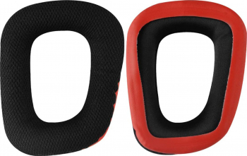 Set 2 bureti de schimb PadForce pentru casti Logitech G930 / G430 / G35 / F450 Over-Ear - Plasa Negru / Rosu