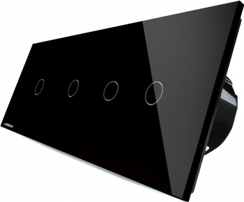 Intrerupator cu touch Livolo din sticla cu 4 intrerupatoare simple Negru 