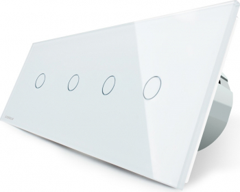 Intrerupator cu touch Livolo din sticla cu 4 intrerupatoare simple Alb 