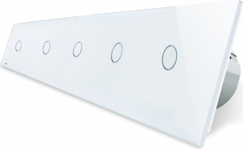 Intrerupator cu touch Livolo din sticla cu 5 intrerupatoare simple Alb 