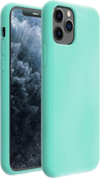 Husa compatibila cu iPhone 11 Pro ultra slim silicon Turqoise cu interior de catifea PlanetPhone 