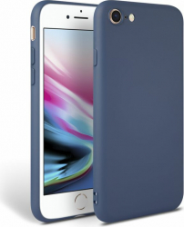 Husa compatibila cu iPhone 7 / iPhone 8 ultra slim silicon interior din catifea Bleumarin PlanetPhone 