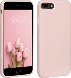 Husa compatibila cu iPhone 7 Plus / iPhone 8 Plus ultra slim silicon interior din catifea Dusty Roz PlanetPhone 