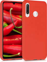 Husa Huawei P30 Lite ultra slim silicon Rosu cu interior de catifea protectie camera 