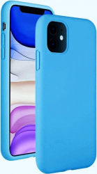 Husa protectie compatibila cu iPhone 11 ultra slim silicon Albastru Turcoaz interior din microfibra 