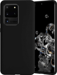 Husa protectie compatibila cu Samsung Galaxy S20 Ultra ultra slim silicon Negru cu interior de catifea protectie camera PlanetPhone 