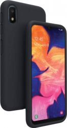 Husa slim compatibila cu Samsung Galaxy A10 silicon Negru cu interior de catifea protectie camera PlanetPhone 