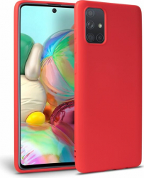 Husa slim compatibila cu Samsung Galaxy A51 ultra slim silicon Rosu cu interior de catifea protectie camera PlanetPhone 