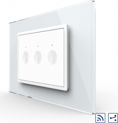 Intrerupator triplu cap scara-cap cruce Livolo wireless cu touch rama din sticla Alb 