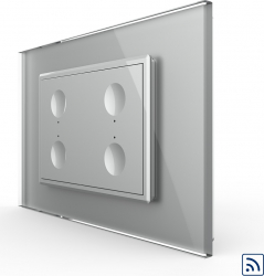 Intrerupator cvadruplu Livolo wireless cu touch rama din sticla Gri 