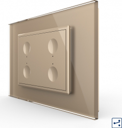Intrerupator cvadruplu cap scara-cap cruce Livolo touch rama din sticla Auriu 
