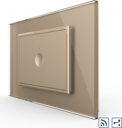 Intrerupator simplu cap scara-cap cruce Livolo wireless cu touch rama din sticla Auriu 
