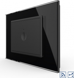 Intrerupator simplu cap scara-cap cruce Livolo wireless cu touch rama din sticla Negru 