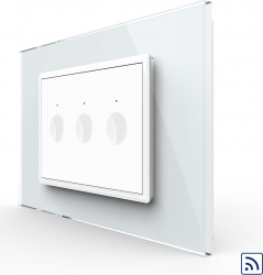 Intrerupator triplu Livolo wireless cu touch rama din sticla standard Italian Alb 