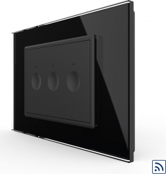 Intrerupator triplu Livolo wireless cu touch rama din sticla standard Italian Negru 
