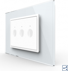 Intrerupator triplu cap scara-cap cruce Livolo touch rama din sticla Alb 