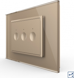 Intrerupator triplu cap scara-cap cruce Livolo touch rama din sticla Auriu 