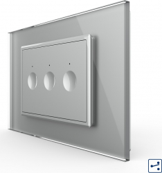 Intrerupator triplu cap scara-cap cruce Livolo touch rama din sticla Gri 