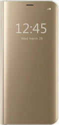 Husa de protectie Clear View pentru Huawei P20 Lite flip cover Gold SHO2627 