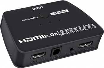 Switch HDMI 2.0 1 intrare si 2 iesiri suporta UHD 4Kx2K60Hz Audio Extractor SPDIF + R/L negru HOPE R 