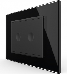 Intrerupator dublu Livolo touch rama din sticla standard Italian Negru 