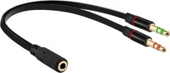 Cablu splitter audio jack 3.5mm mama la 2x jack 3.5 tata pentru casti si microfon lungime 19cm