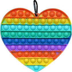 Jucarie Antistres - Pop It Senzorial Silicon Inima XL 20 cm Multicolor 