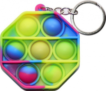 Jucarie Mini Pop It Zenuk and reg - Octogon Breloc Sensory Fidget Toy Antistres 5-7cm Multicolor 