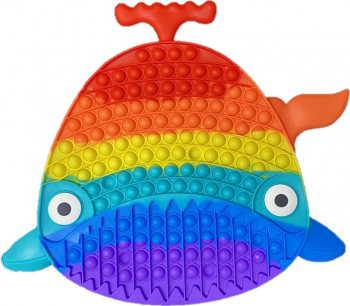Jucarie Pop It XXL Zenuk and reg - Balena Sensory Fidget Toy Antistres 30-35cm Multicolor 