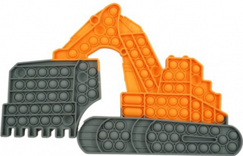 Jucarie Pop It Zenuk and reg - Excavator Sensory Fidget Toy Antistres Portocaliu/Gri 