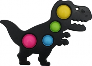 Jucarie Senzoriala Antistres Zenuk and reg - Pop It Dinozaur Cadru de Plastic Antistres Negru cu bule multicolor 