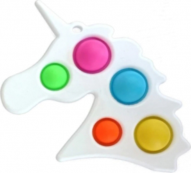 Jucarie Senzoriala Antistres Zenuk and reg - Pop It Now Cadru Plastic 5 Bule Forma Unicorn Alb cu bule multicolore 