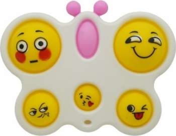 Jucarie Simple Dimple Zenuk and reg - Fidget Toy Forma Fluture Modele Emoji Alb 