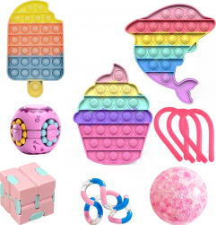 Set 10 Jucarii Pink Zenuk and reg - Perfecte pentru Petreceri de Ziua de Nastere Recompense la Scoala Roz/Multicolor 