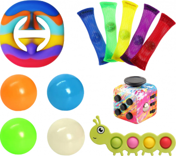 Set 12 Jucarii Zenuk and reg -Simple Dimple Squishy Ball Marble Mesh Cub Antistres Fidget Toys Senzoriale Multicolor 