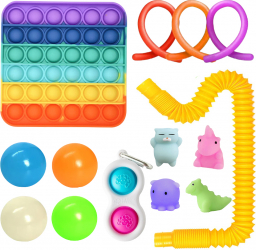 Set 14 Jucarii Zenuk and reg - Pop It Squishy Mushy Simple Dimple Fidget Toys Antistres Multicolor 