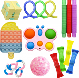Set 15 Jucari Zenuk and reg - Fidget Sensory Toys Antistres Feedback Auditiv Cadoul Perfect Multicolor 