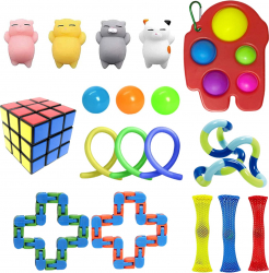 Set 18 jucarii Zenuk and reg - Sensory Fidget Antistres Anti-anxietate Multicolor 
