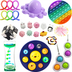 Set 24 Jucarii Zenuk and reg - Pop It Squishy Simple Dimple Cub Infinity Fidget Toys Multicolor 